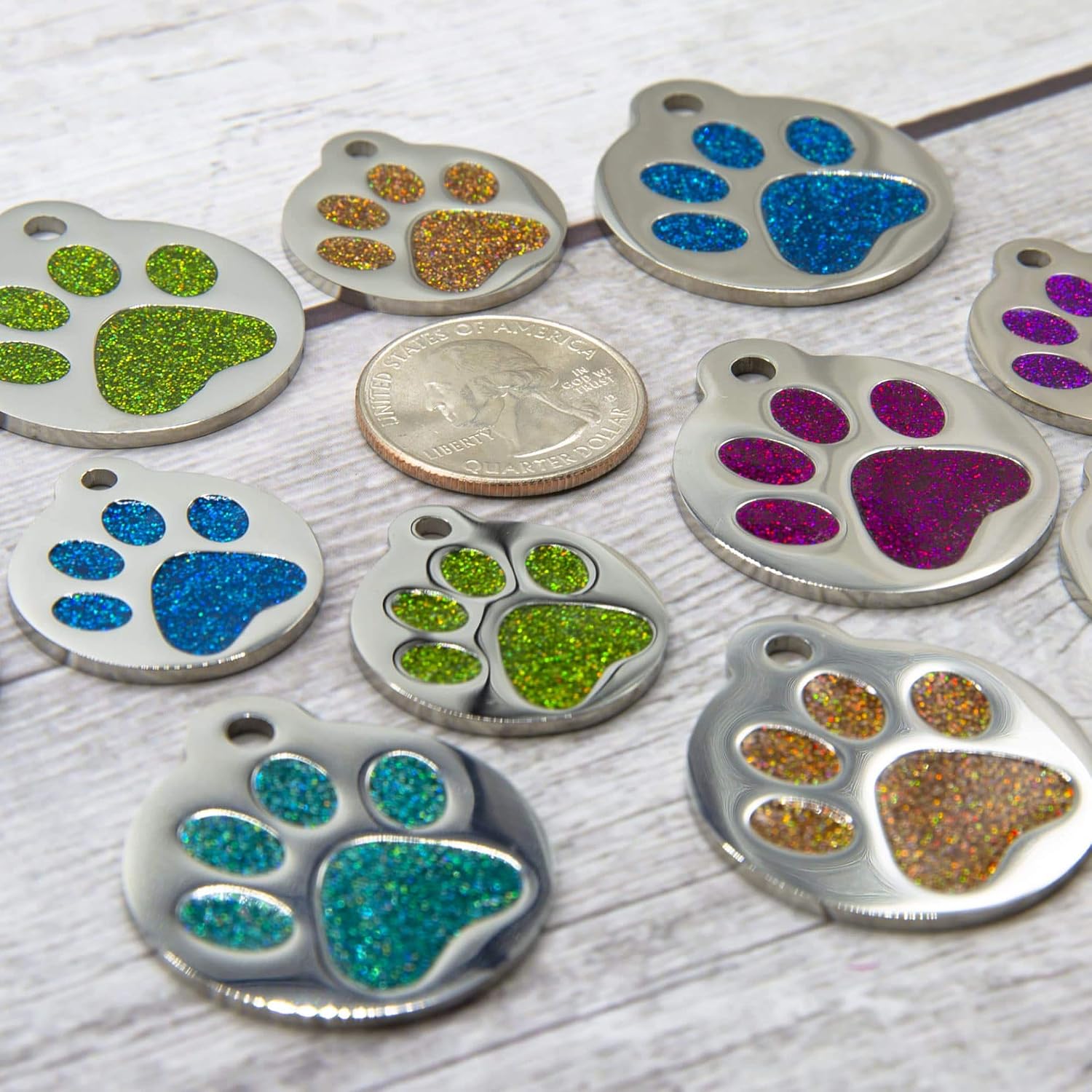 Pet tag engraving detail