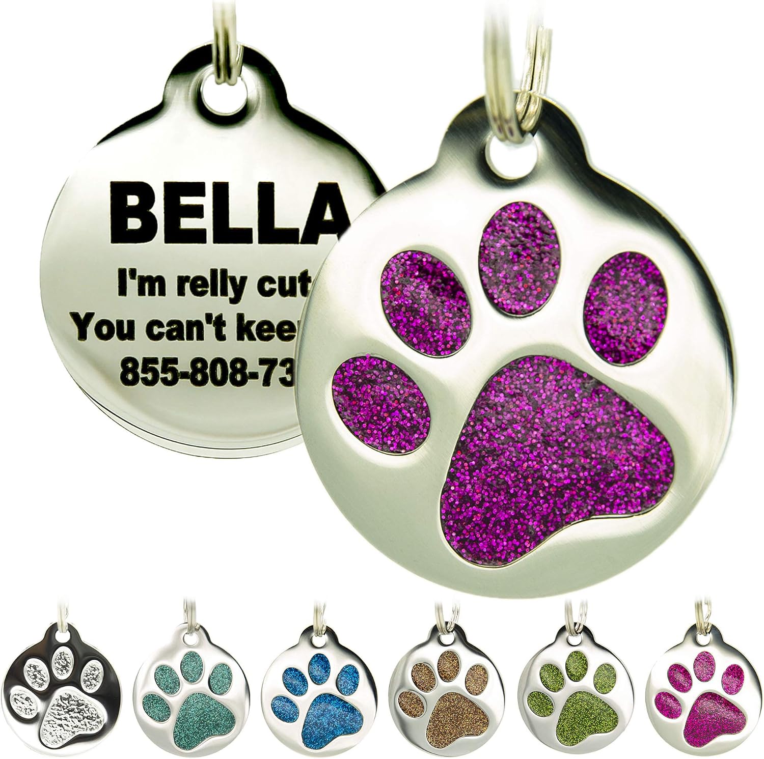 Pet tag paw print design