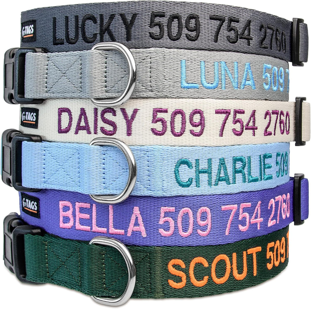 Embroidered collar name and phone number