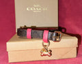 Signature monogram brown & red small dog collar with gold hardware