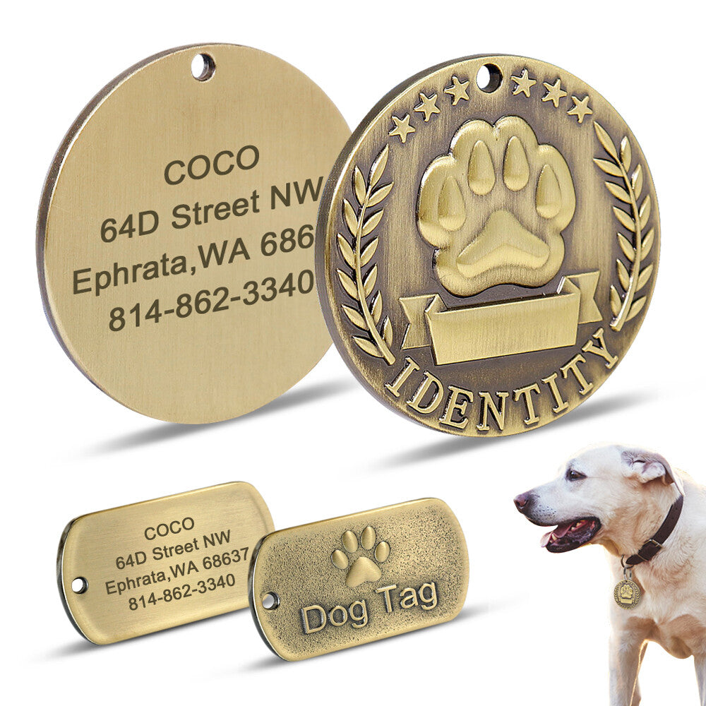 Brass dog tag set