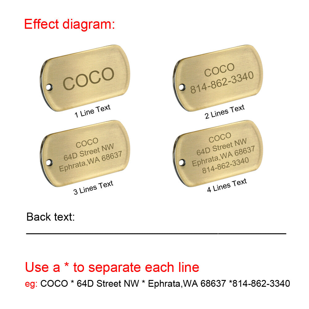 Brass dog tag engraving