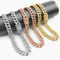 Cuban link pet collar chain with rhinestones