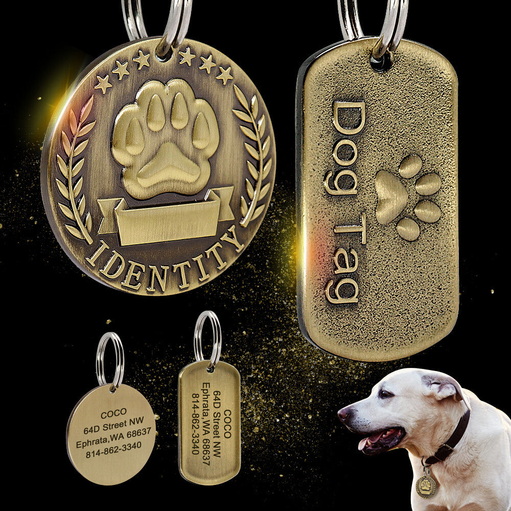 Personalized brass dog tag custom engraved