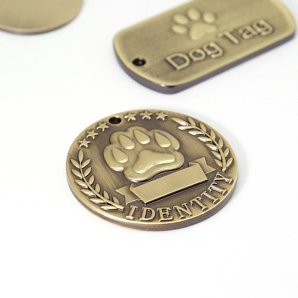 Brass dog tag detail
