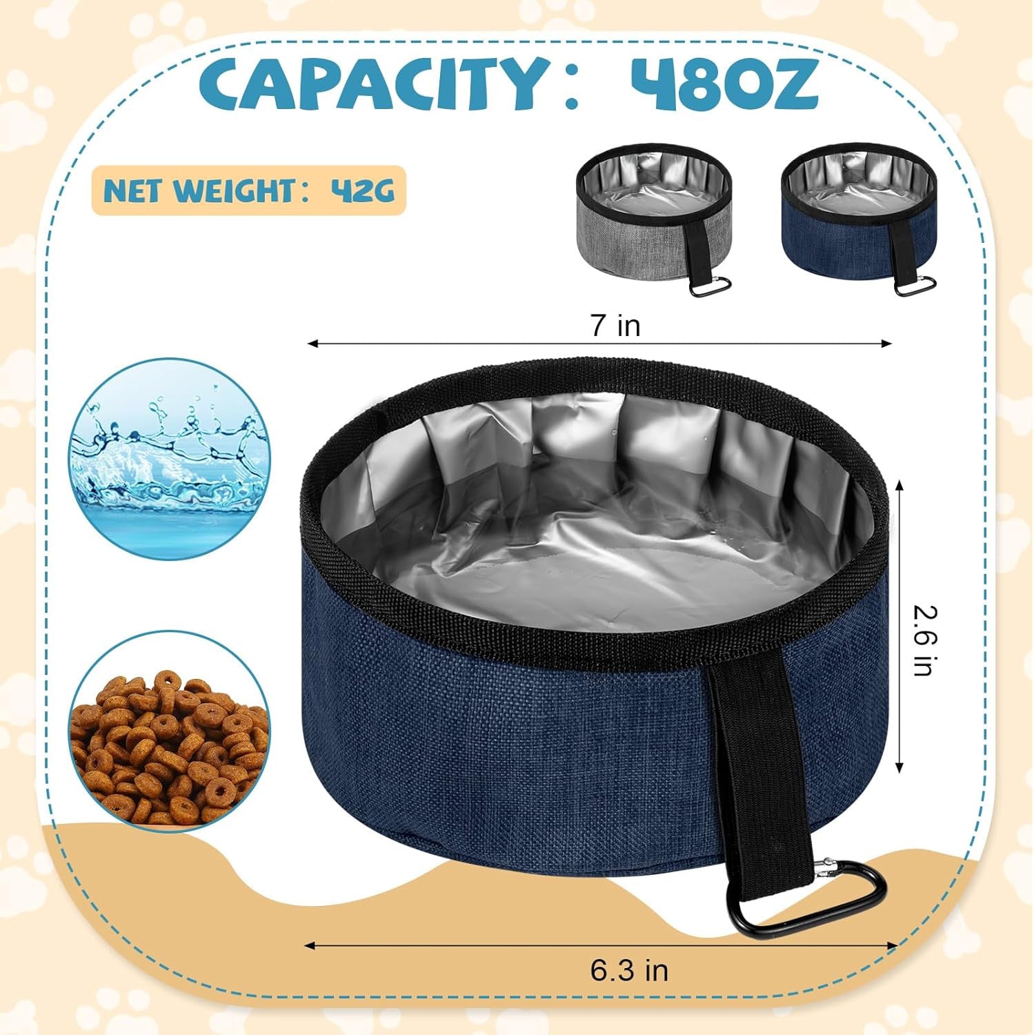 Foldable travel dog bowl detail
